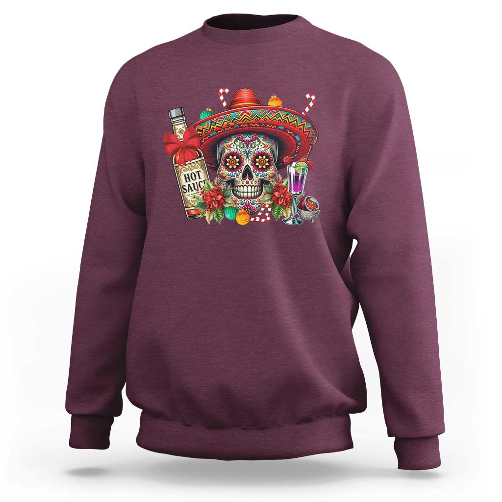 Cinco De Mayo Christmas Sweatshirt Mexican Sugar Skull Sombrero Tequila Party - Wonder Print Shop