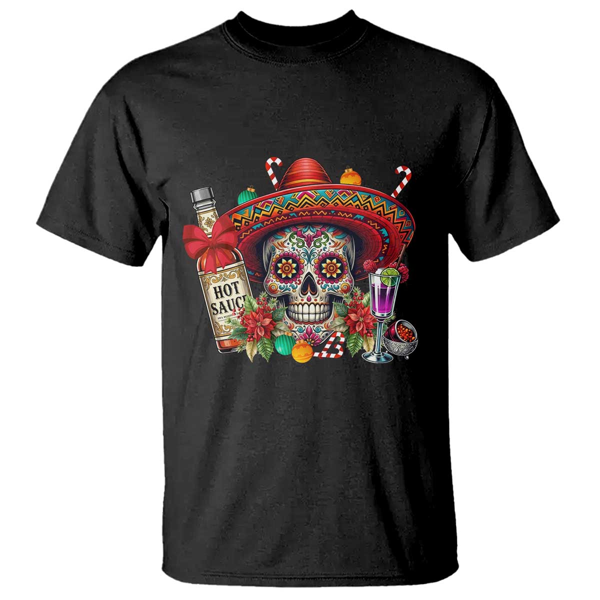 Cinco De Mayo Christmas T Shirt Mexican Sugar Skull Sombrero Tequila Party - Wonder Print Shop