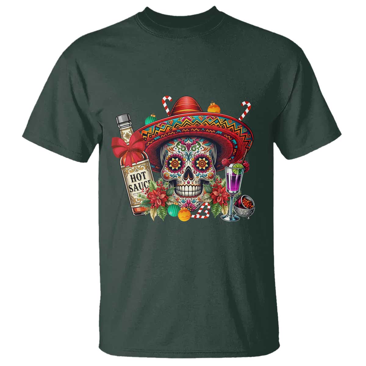 Cinco De Mayo Christmas T Shirt Mexican Sugar Skull Sombrero Tequila Party - Wonder Print Shop