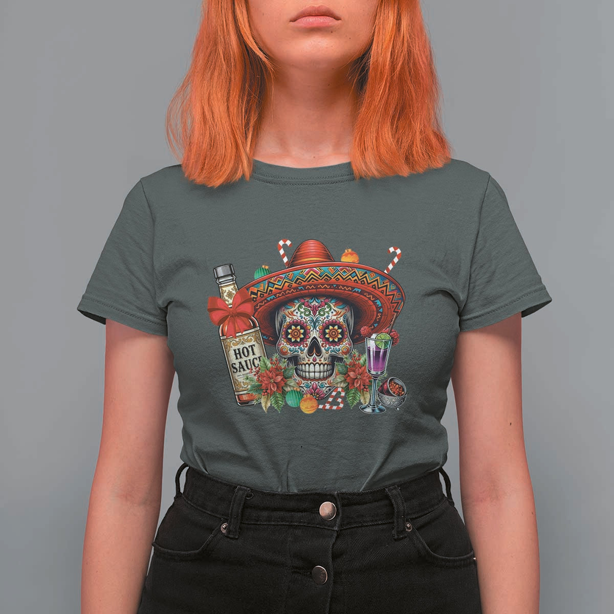 Cinco De Mayo Christmas T Shirt For Women Mexican Sugar Skull Sombrero Tequila Party - Wonder Print Shop