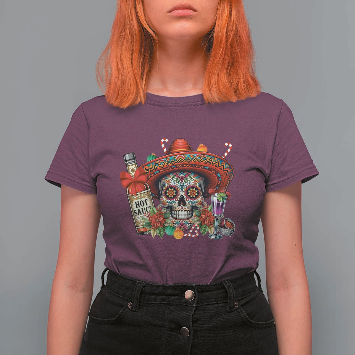 Cinco De Mayo Christmas T Shirt For Women Mexican Sugar Skull Sombrero Tequila Party - Wonder Print Shop