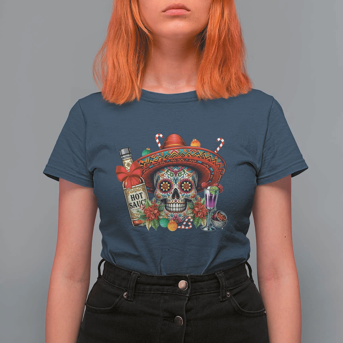 Cinco De Mayo Christmas T Shirt For Women Mexican Sugar Skull Sombrero Tequila Party - Wonder Print Shop