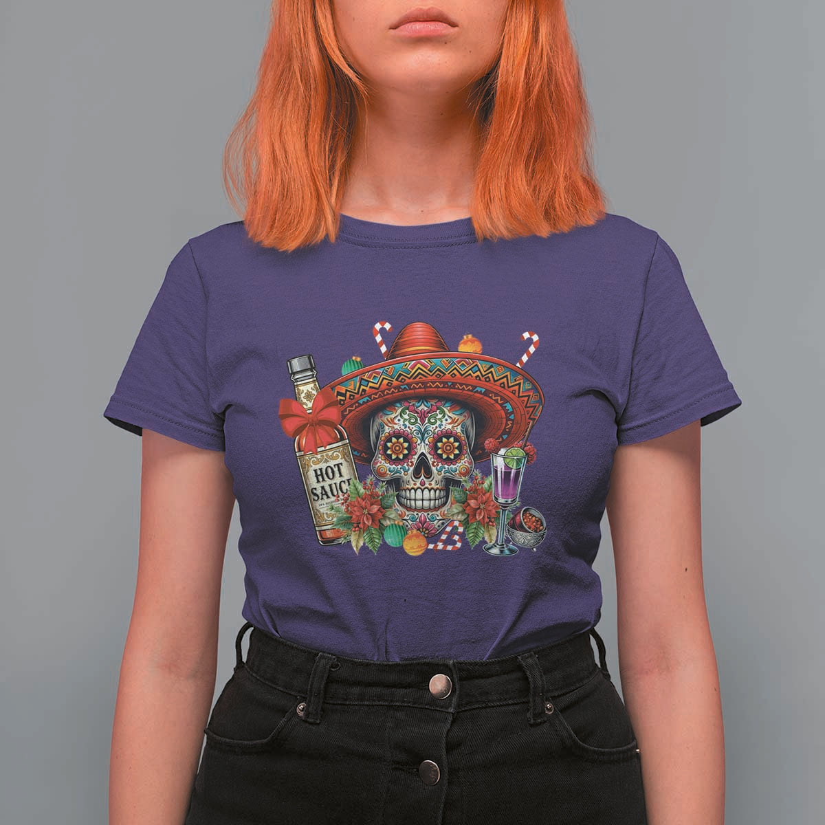 Cinco De Mayo Christmas T Shirt For Women Mexican Sugar Skull Sombrero Tequila Party - Wonder Print Shop