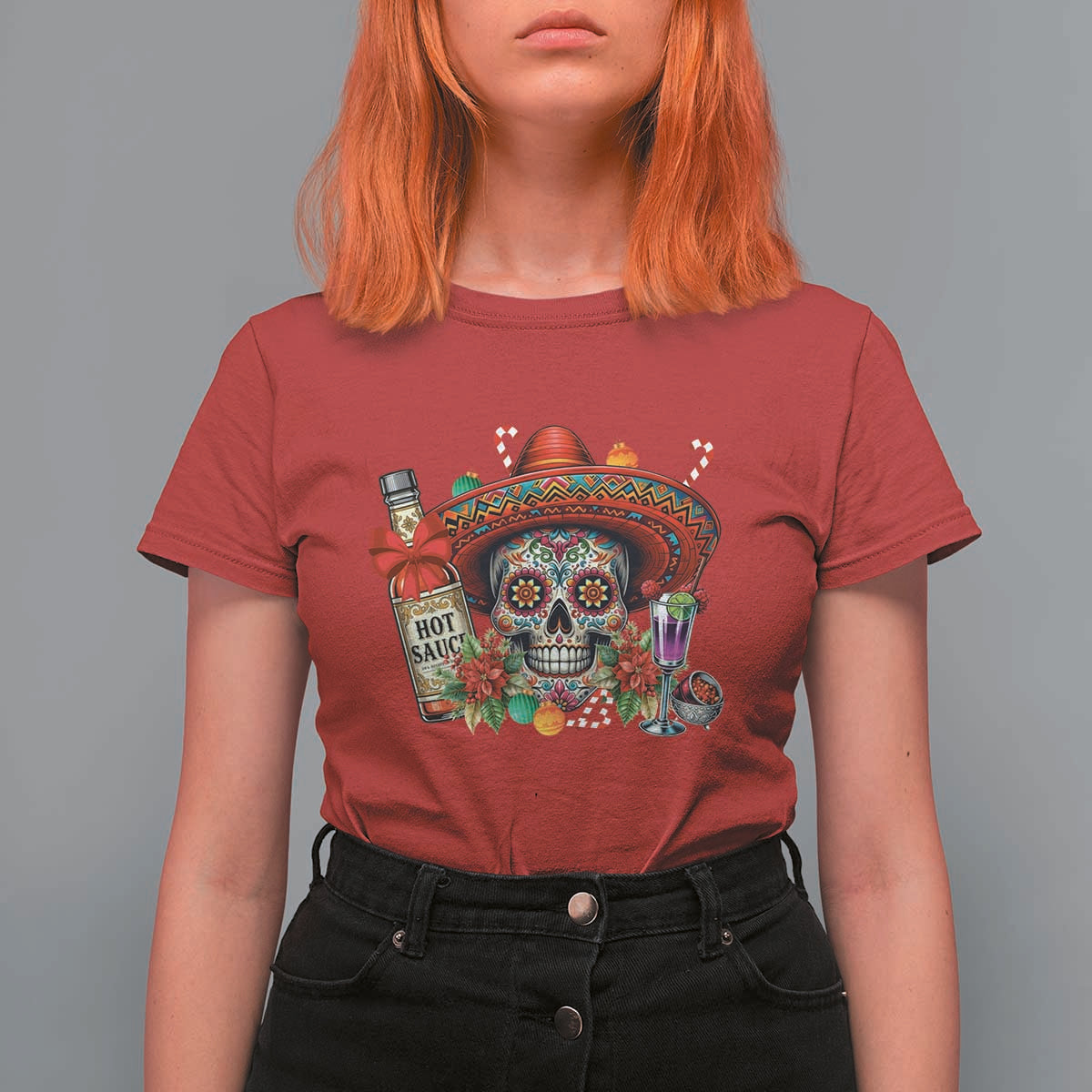 Cinco De Mayo Christmas T Shirt For Women Mexican Sugar Skull Sombrero Tequila Party - Wonder Print Shop