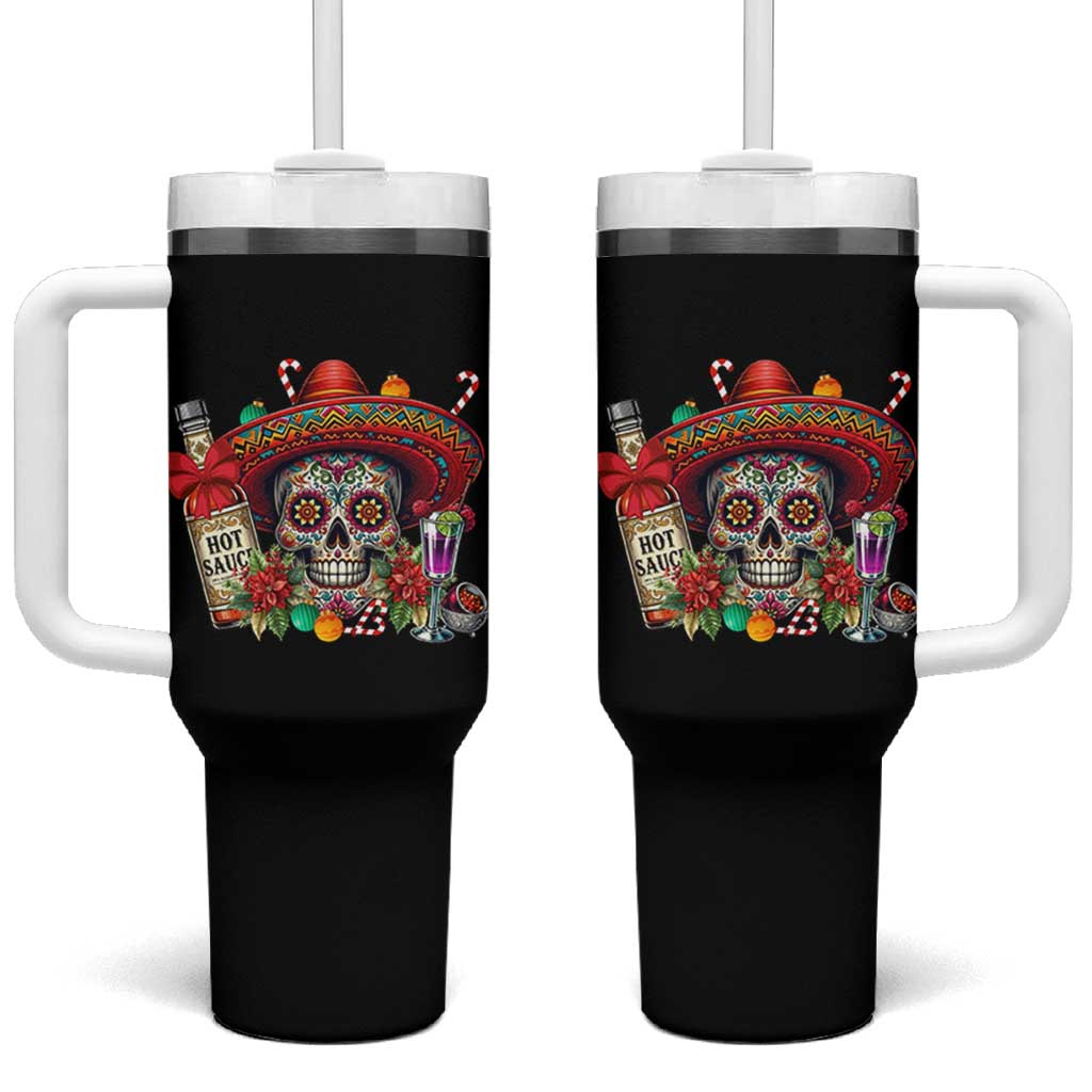 Cinco De Mayo Christmas Tumbler With Handle Mexican Sugar Skull Sombrero Tequila Party - Wonder Print Shop