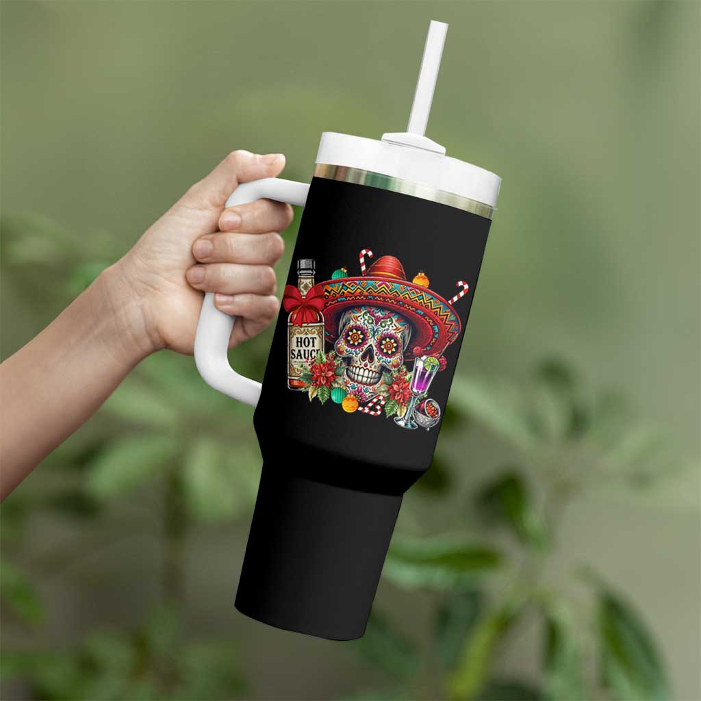 Cinco De Mayo Christmas Tumbler With Handle Mexican Sugar Skull Sombrero Tequila Party - Wonder Print Shop