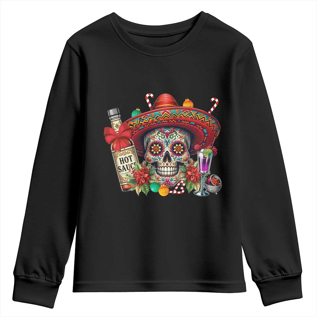 Cinco De Mayo Christmas Youth Sweatshirt Mexican Sugar Skull Sombrero Tequila Party - Wonder Print Shop