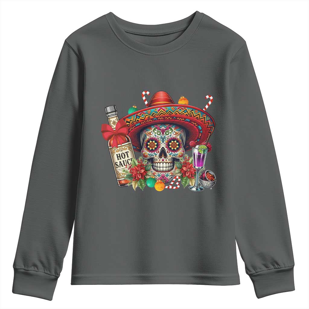 Cinco De Mayo Christmas Youth Sweatshirt Mexican Sugar Skull Sombrero Tequila Party - Wonder Print Shop