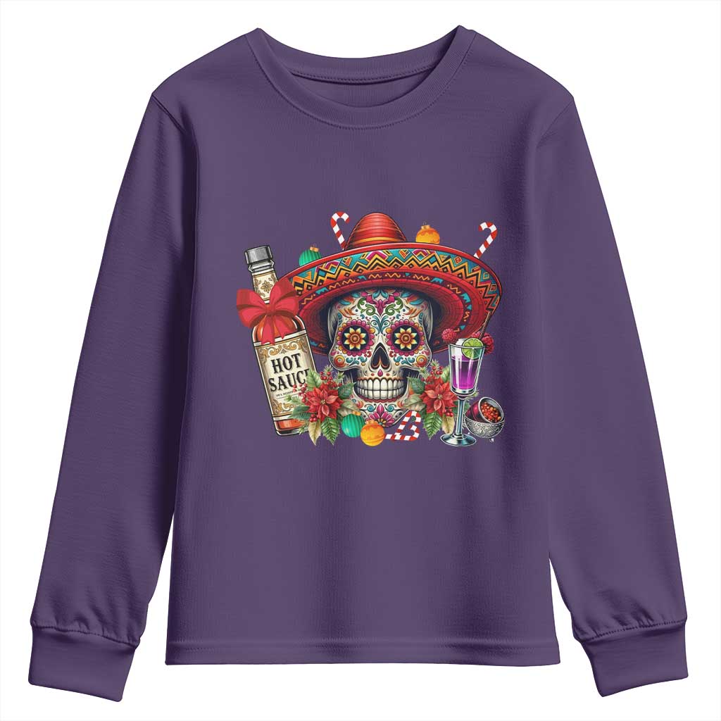 Cinco De Mayo Christmas Youth Sweatshirt Mexican Sugar Skull Sombrero Tequila Party - Wonder Print Shop