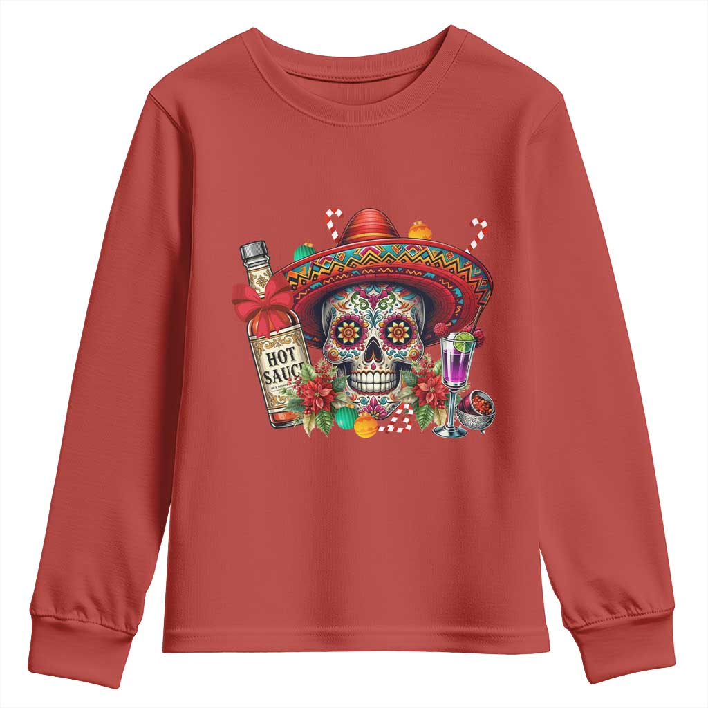 Cinco De Mayo Christmas Youth Sweatshirt Mexican Sugar Skull Sombrero Tequila Party - Wonder Print Shop