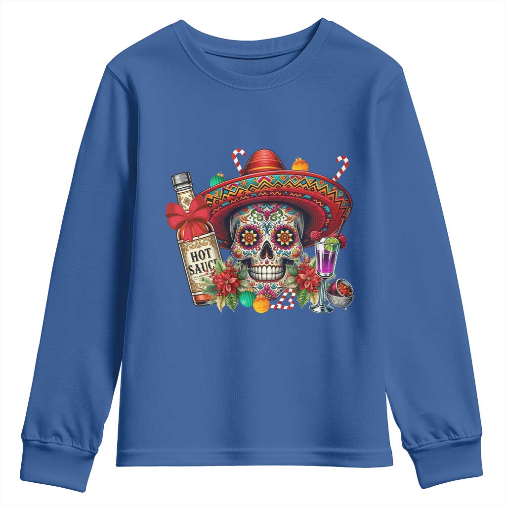 Cinco De Mayo Christmas Youth Sweatshirt Mexican Sugar Skull Sombrero Tequila Party - Wonder Print Shop