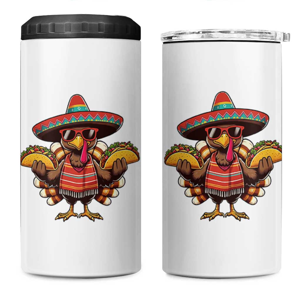Funny Thanksgiving Turkey 4 in 1 Can Cooler Tumbler Taco Mexican Christmas - Wonder Print Shop