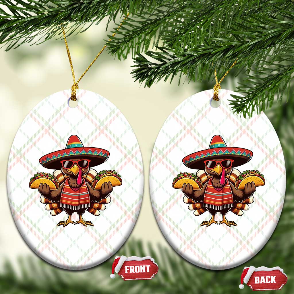 Funny Thanksgiving Turkey Ceramic Ornament Taco Mexican Xmas - Wonder Print Shop