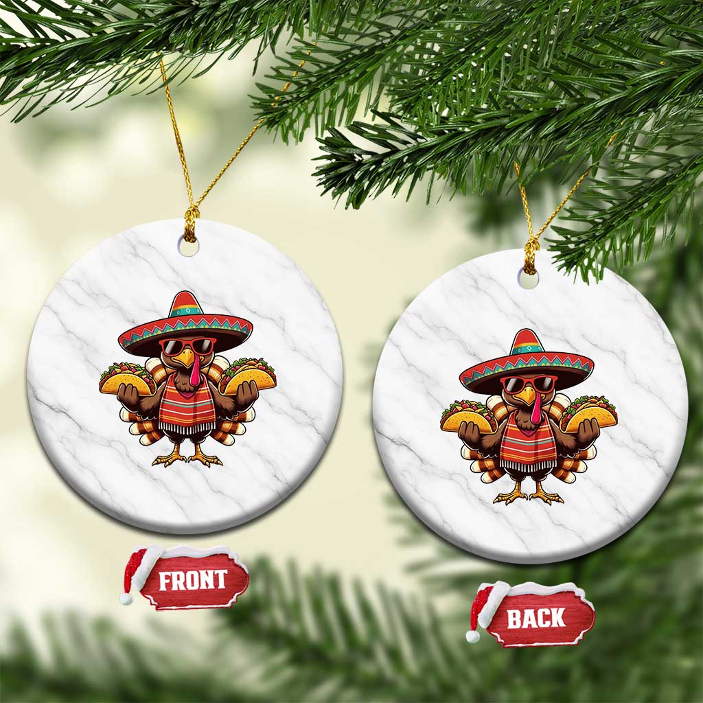 Funny Thanksgiving Turkey Ceramic Ornament Taco Mexican Xmas - Wonder Print Shop