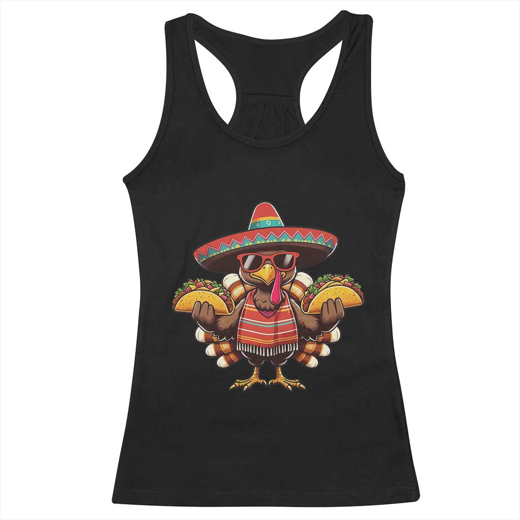 Funny Thanksgiving Turkey Racerback Tank Top Taco Mexican Christmas - Wonder Print Shop