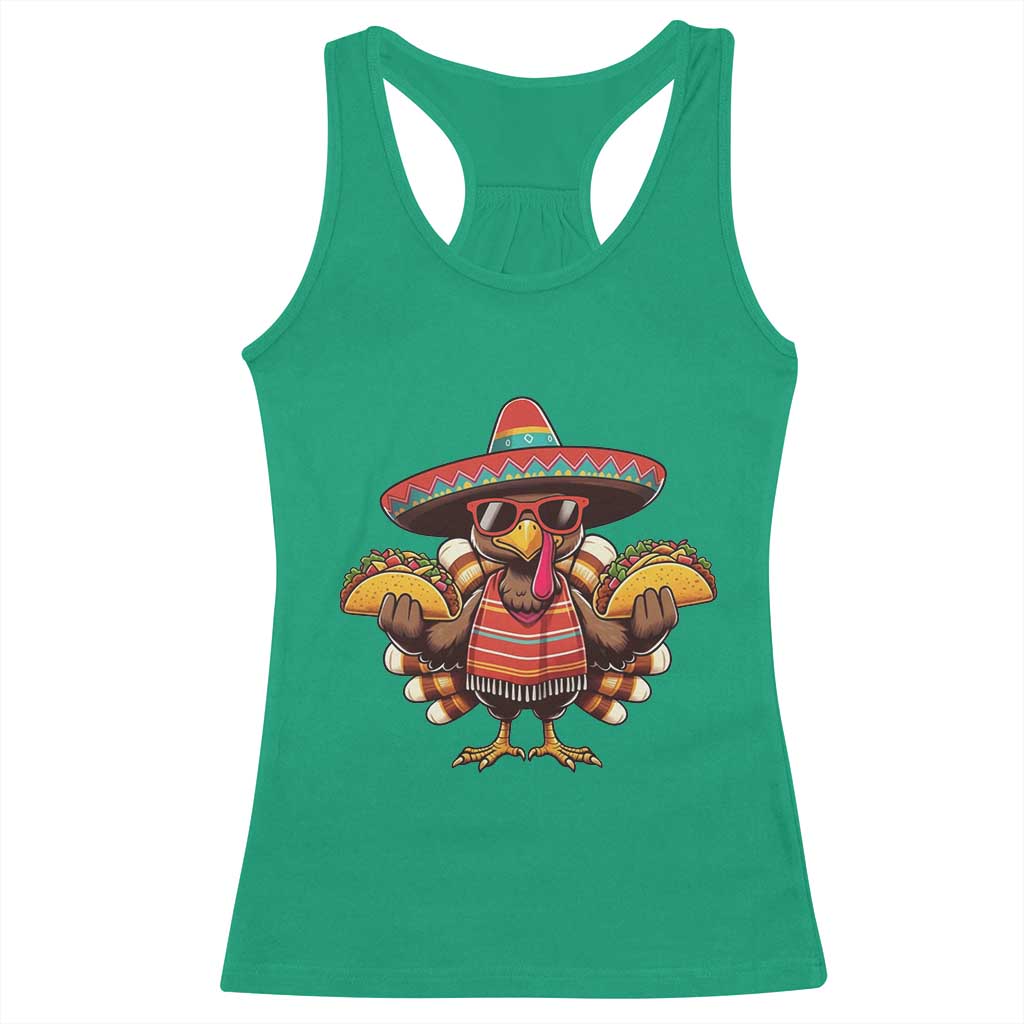 Funny Thanksgiving Turkey Racerback Tank Top Taco Mexican Christmas - Wonder Print Shop
