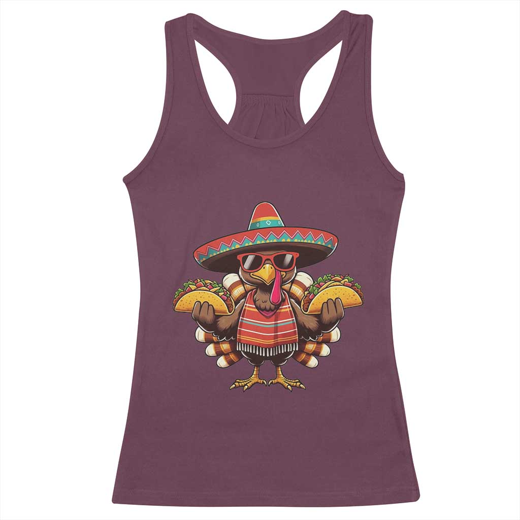 Funny Thanksgiving Turkey Racerback Tank Top Taco Mexican Christmas - Wonder Print Shop