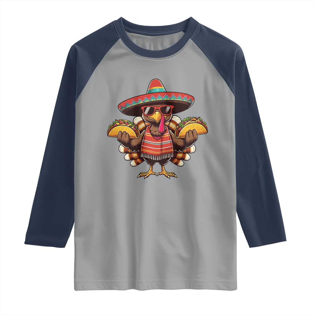 Funny Thanksgiving Turkey Raglan Shirt Taco Mexican Christmas - Wonder Print Shop