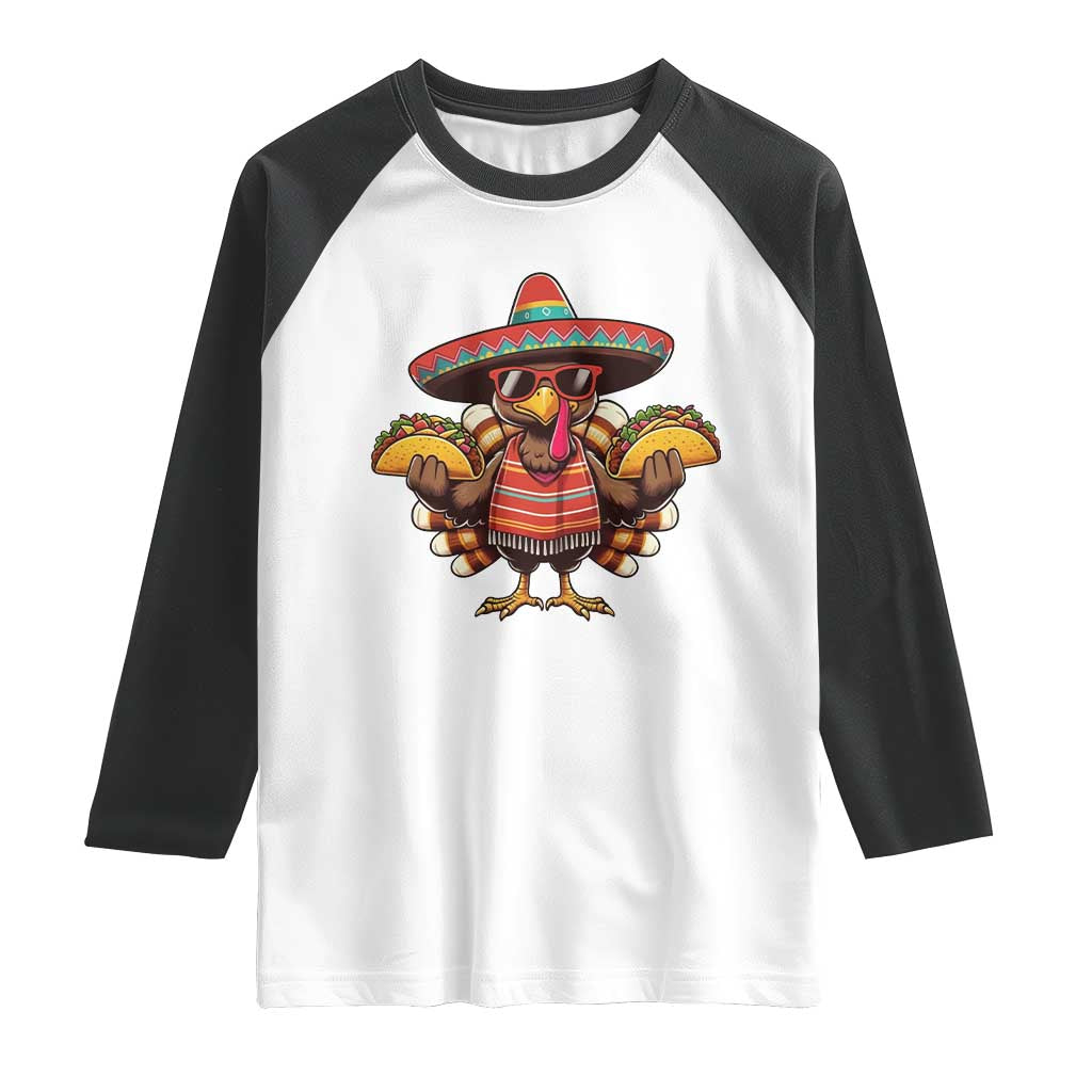 Funny Thanksgiving Turkey Raglan Shirt Taco Mexican Christmas - Wonder Print Shop