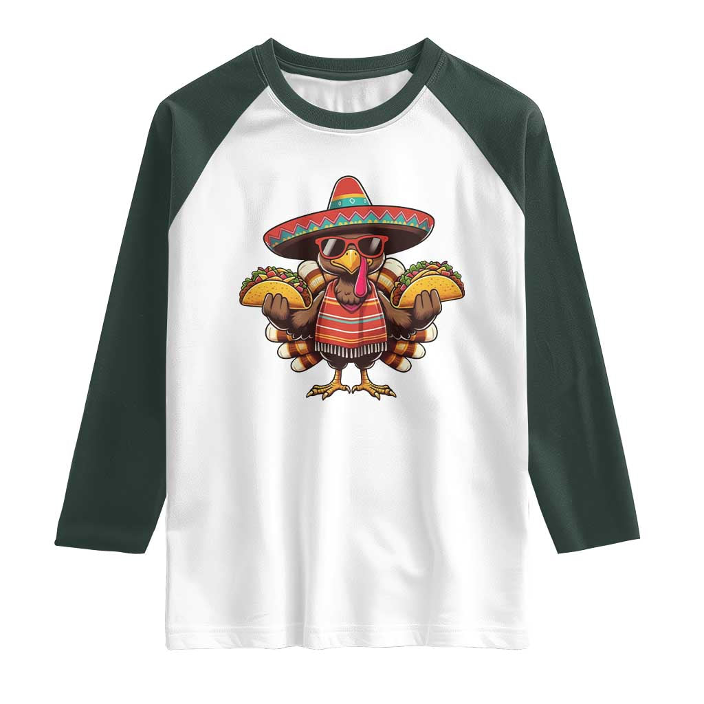 Funny Thanksgiving Turkey Raglan Shirt Taco Mexican Christmas - Wonder Print Shop