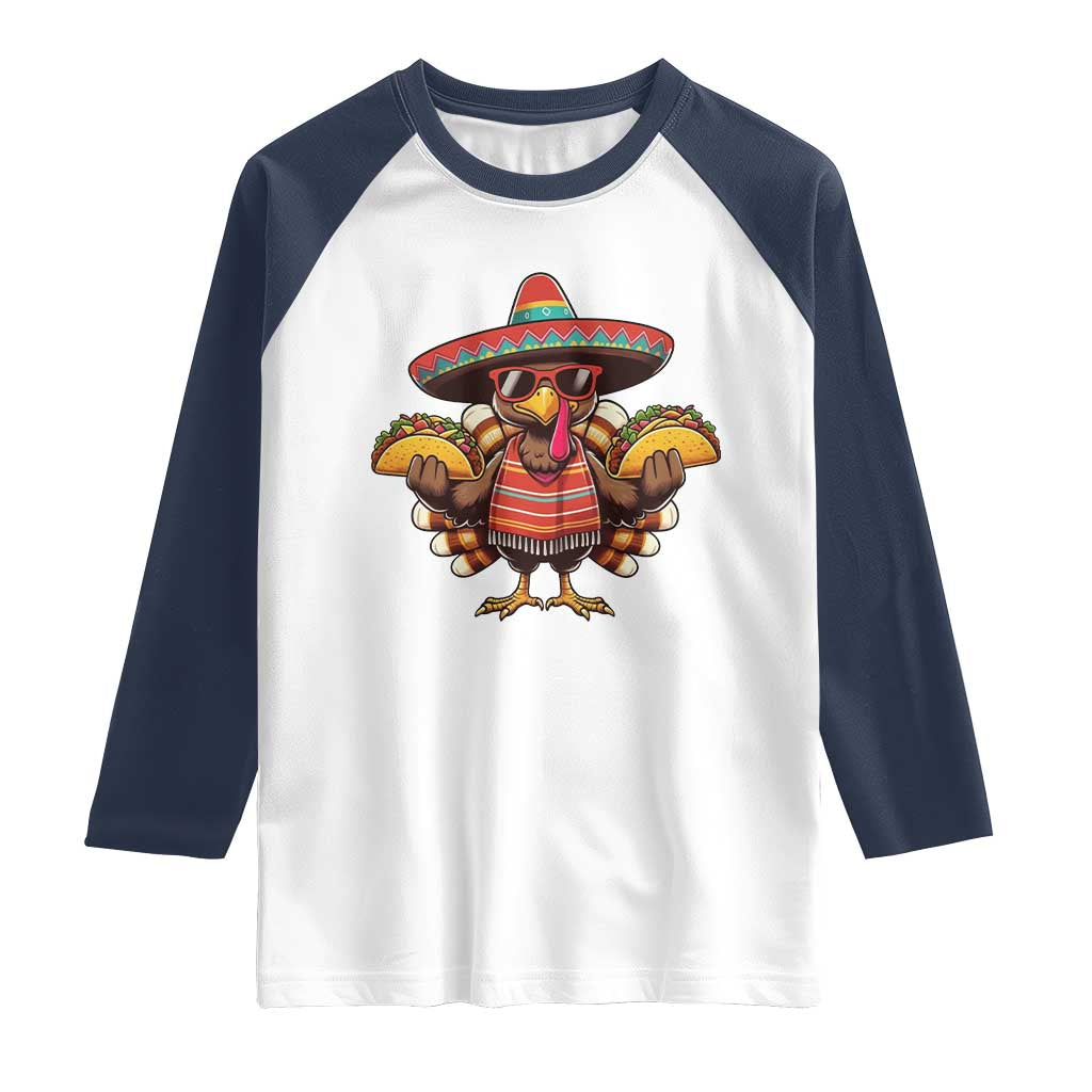 Funny Thanksgiving Turkey Raglan Shirt Taco Mexican Christmas - Wonder Print Shop