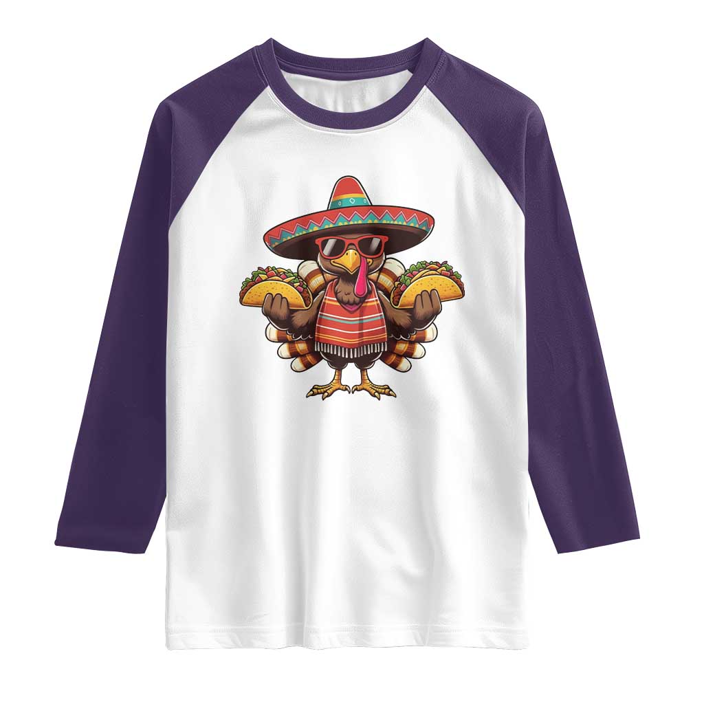 Funny Thanksgiving Turkey Raglan Shirt Taco Mexican Christmas - Wonder Print Shop