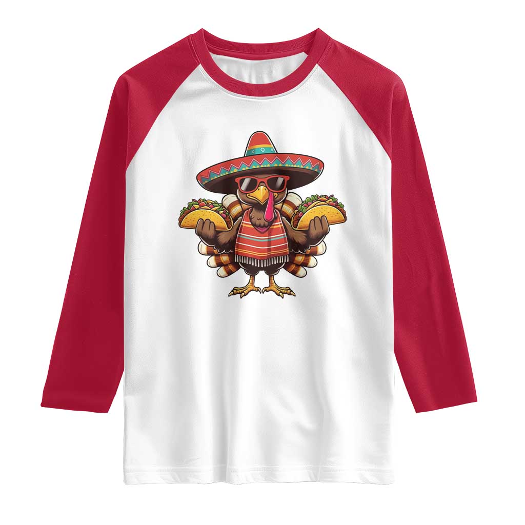 Funny Thanksgiving Turkey Raglan Shirt Taco Mexican Christmas - Wonder Print Shop