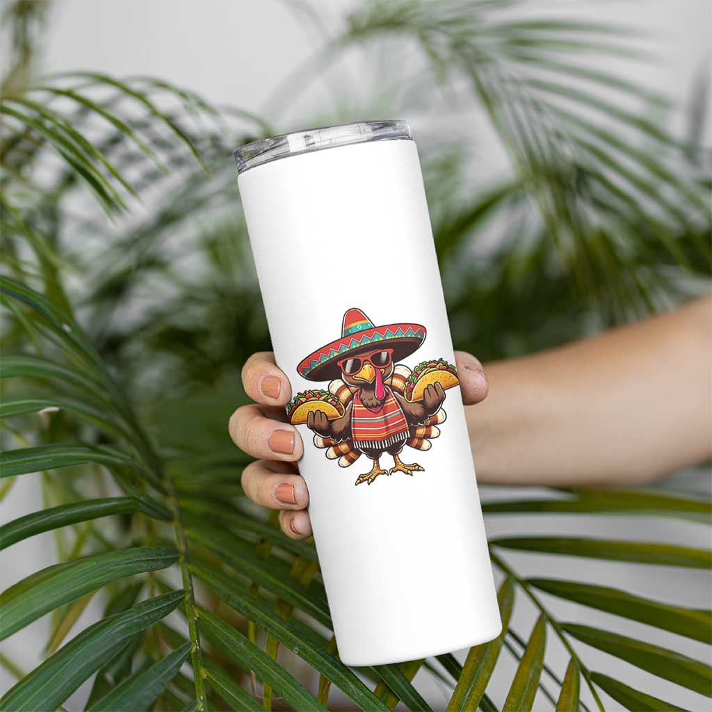 Funny Thanksgiving Turkey Skinny Tumbler Taco Mexican Christmas - Wonder Print Shop