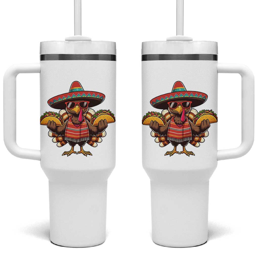 Funny Thanksgiving Turkey Tumbler With Handle Taco Mexican Christmas - Wonder Print Shop