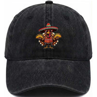 Funny Thanksgiving Turkey Washed Cotton Baseball Cap Taco Mexican Christmas