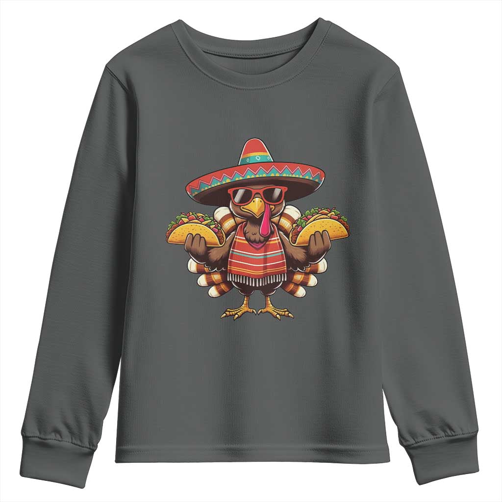 Funny Thanksgiving Turkey Youth Sweatshirt Taco Mexican Christmas - Wonder Print Shop