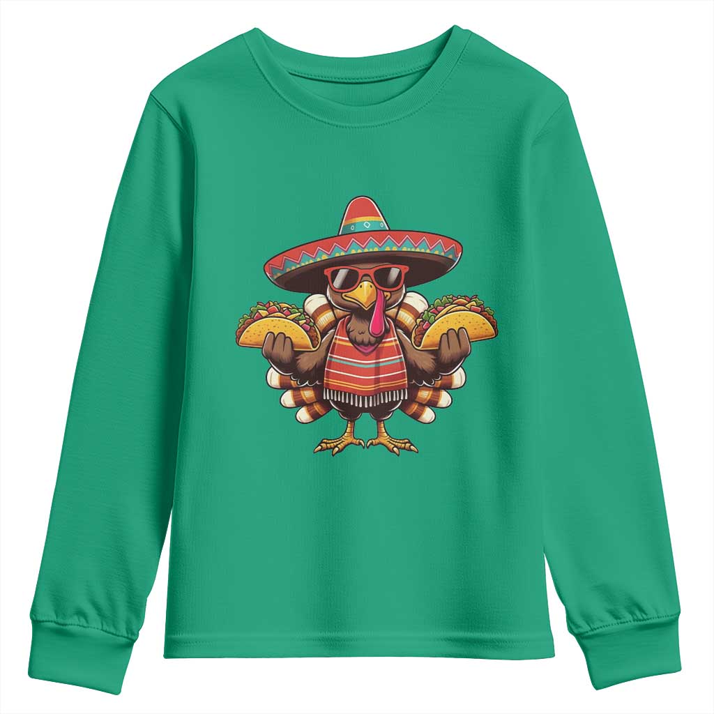 Funny Thanksgiving Turkey Youth Sweatshirt Taco Mexican Christmas - Wonder Print Shop