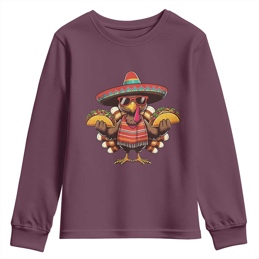 Funny Thanksgiving Turkey Youth Sweatshirt Taco Mexican Christmas - Wonder Print Shop