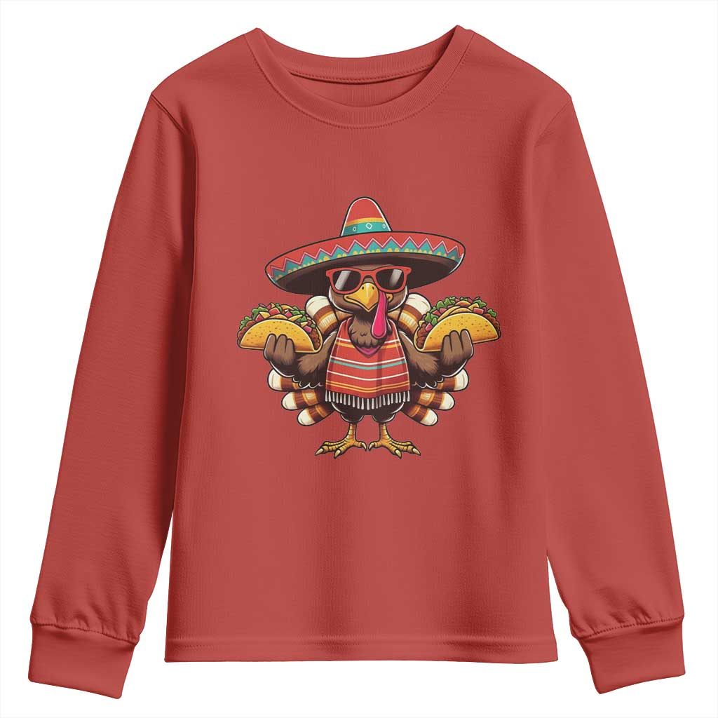 Funny Thanksgiving Turkey Youth Sweatshirt Taco Mexican Christmas - Wonder Print Shop