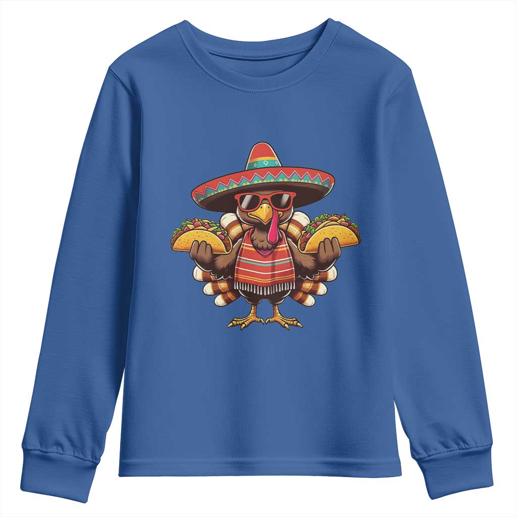 Funny Thanksgiving Turkey Youth Sweatshirt Taco Mexican Christmas - Wonder Print Shop