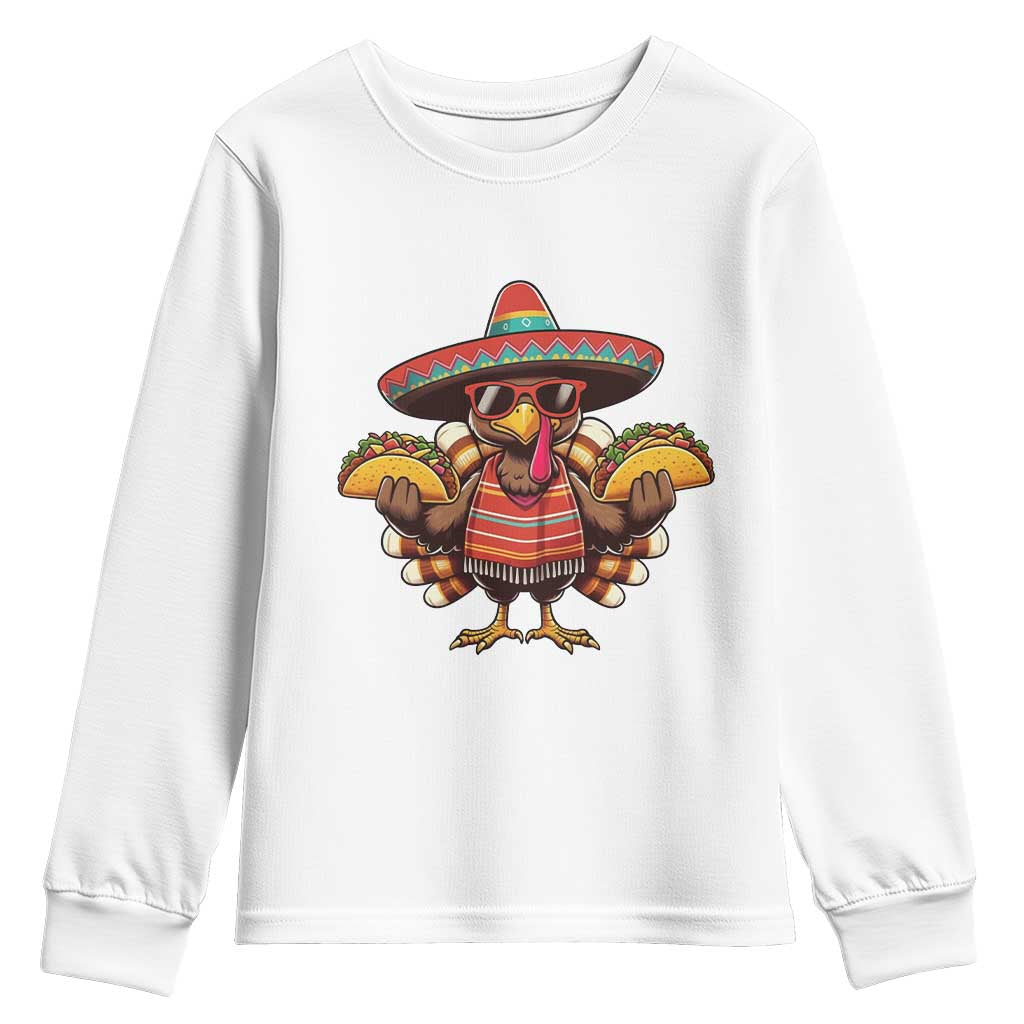 Funny Thanksgiving Turkey Youth Sweatshirt Taco Mexican Christmas - Wonder Print Shop