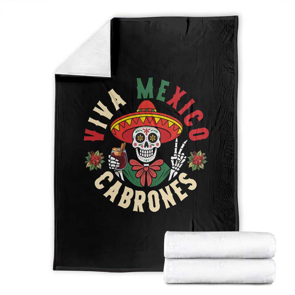 Viva Mexico Cabrones Throw Blanket Mexican Skull Christmas - Wonder Print Shop