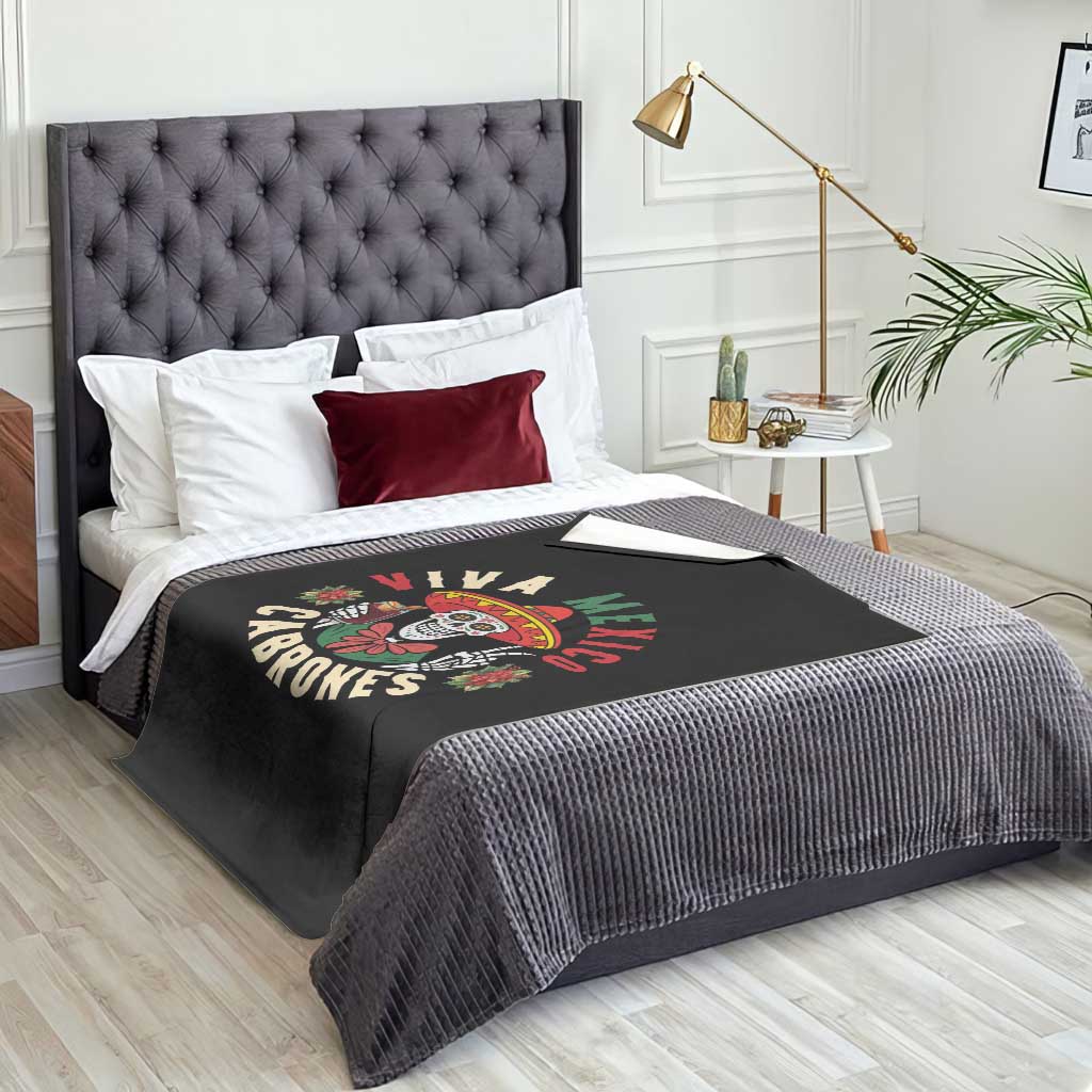 Viva Mexico Cabrones Throw Blanket Mexican Skull Christmas - Wonder Print Shop
