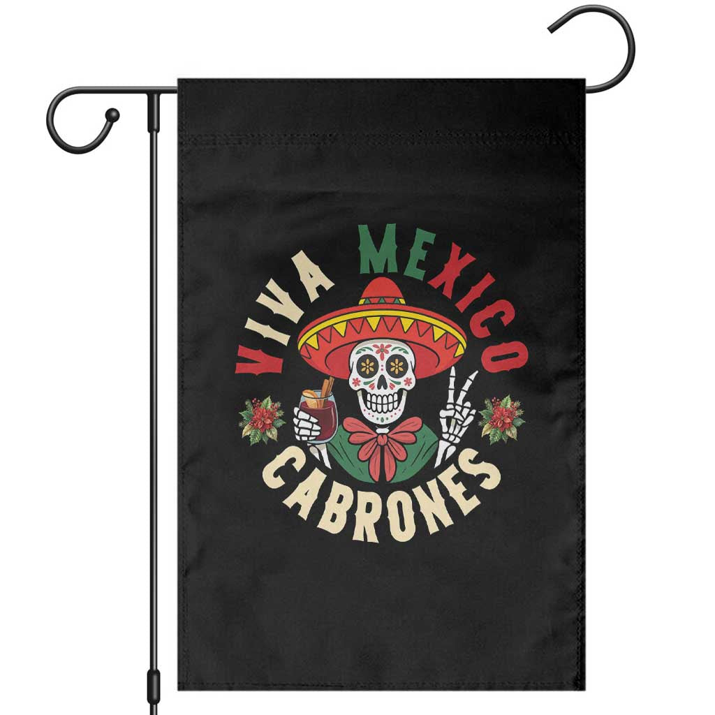 Viva Mexico Cabrones Garden Flag Mexican Skull Christmas - Wonder Print Shop