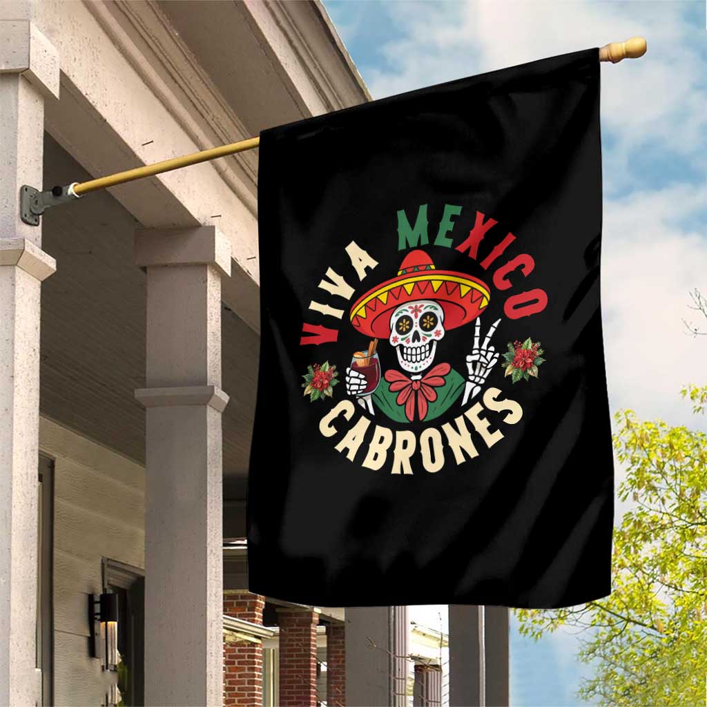 Viva Mexico Cabrones Garden Flag Mexican Skull Christmas - Wonder Print Shop