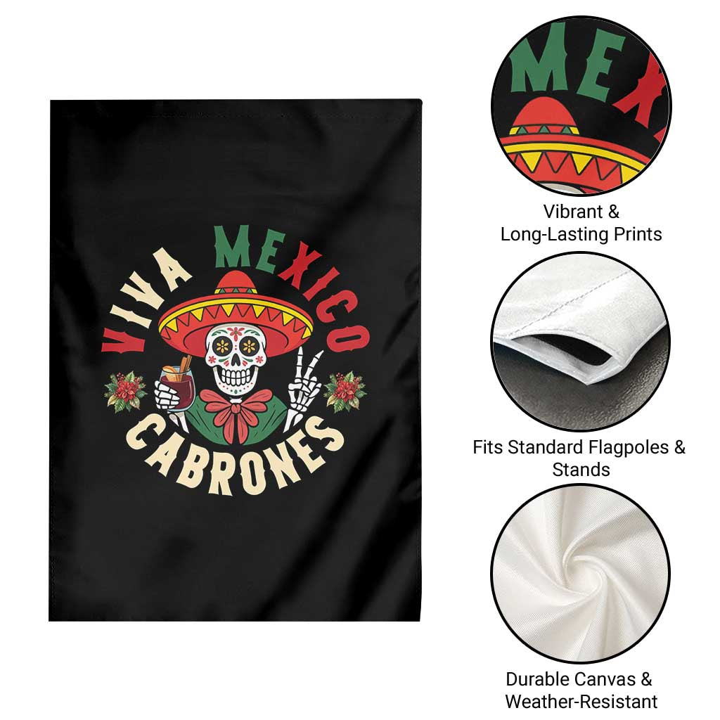 Viva Mexico Cabrones Garden Flag Mexican Skull Christmas - Wonder Print Shop