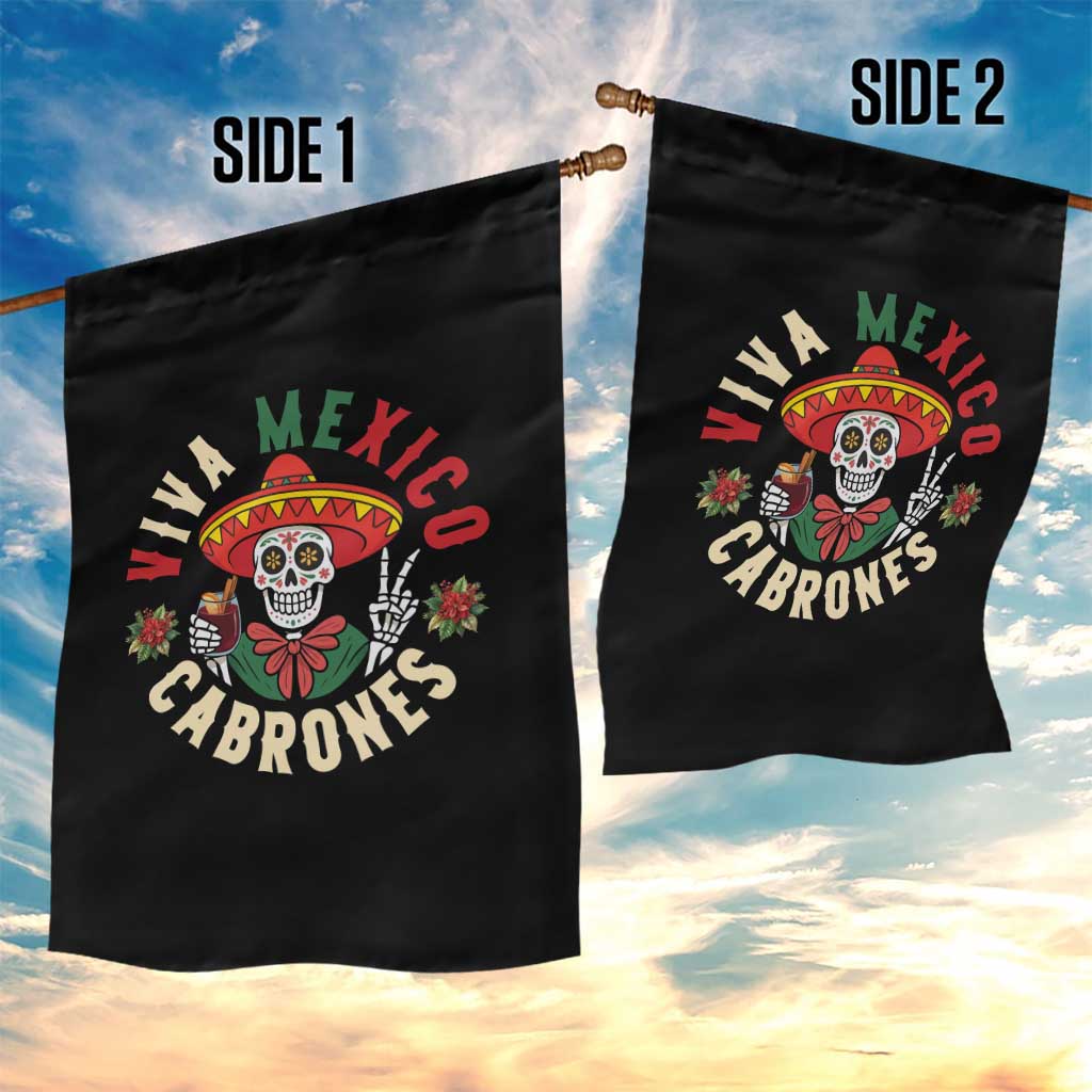 Viva Mexico Cabrones Garden Flag Mexican Skull Christmas - Wonder Print Shop