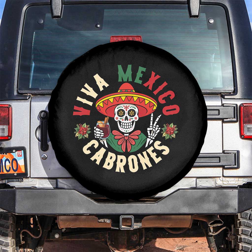 Viva Mexico Cabrones Spare Tire Cover Mexican Skull Christmas - Wonder Print Shop