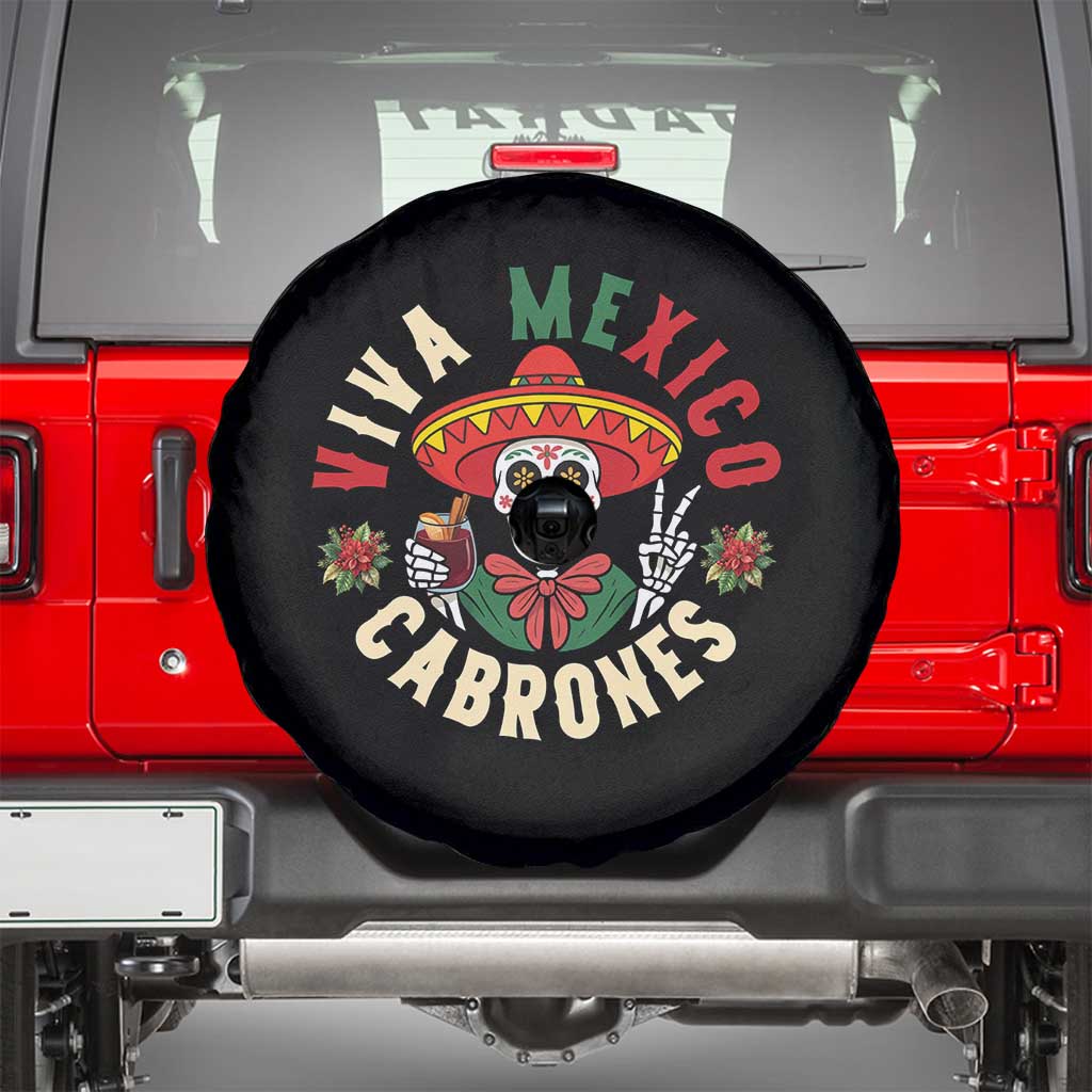 Viva Mexico Cabrones Spare Tire Cover Mexican Skull Christmas - Wonder Print Shop