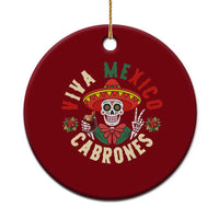Viva Mexico Cabrones Ceramic Ornament Mexican Skull Xmas - Wonder Print Shop
