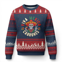 Viva Mexico Cabrones Ugly Christmas Sweater Mexican Skull Xmas - Wonder Print Shop