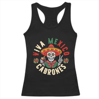 Viva Mexico Cabrones Racerback Tank Top Mexican Skull Christmas - Wonder Print Shop