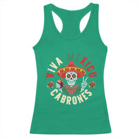 Viva Mexico Cabrones Racerback Tank Top Mexican Skull Christmas - Wonder Print Shop