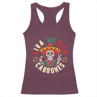 Viva Mexico Cabrones Racerback Tank Top Mexican Skull Christmas - Wonder Print Shop
