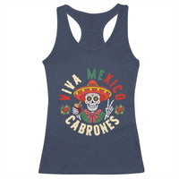 Viva Mexico Cabrones Racerback Tank Top Mexican Skull Christmas - Wonder Print Shop